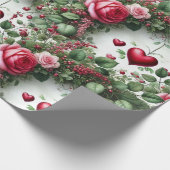 Rozen en harten Valentijnen dag inpakpapier (Hoek)