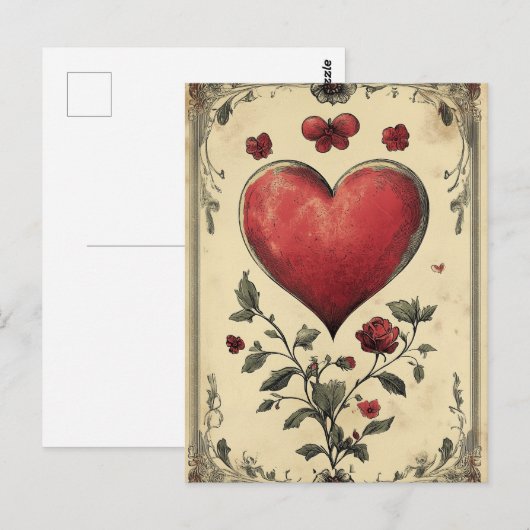 Rozen en harten  Valentijnsdag Briefkaart (Voorkant / Achterkant)