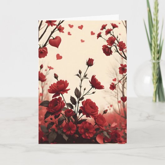 Rozen en harten Valentijnsdag Kaart (Voorkant)
