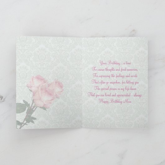 Rozen en harten - Verjaardagskaart voor mama Kaart (Binnen)