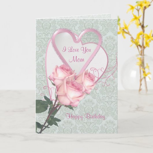 Rozen en harten - Verjaardagskaart voor mama Kaart (Gele Bloem)
