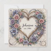  Rozen en Heart Wedding Gelofte Vernieuwing Kaart (Voorkant)