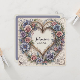 Rozen en Heart Wedding Gelofte Vernieuwing Kaart