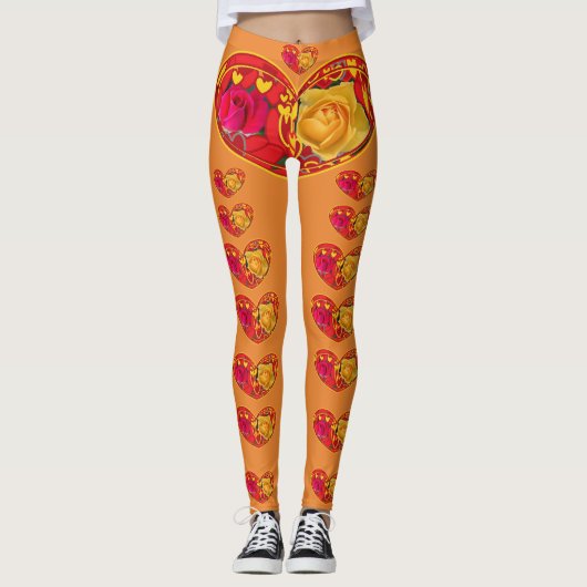 Rozen en Hearts designer leggings (Voorkant)