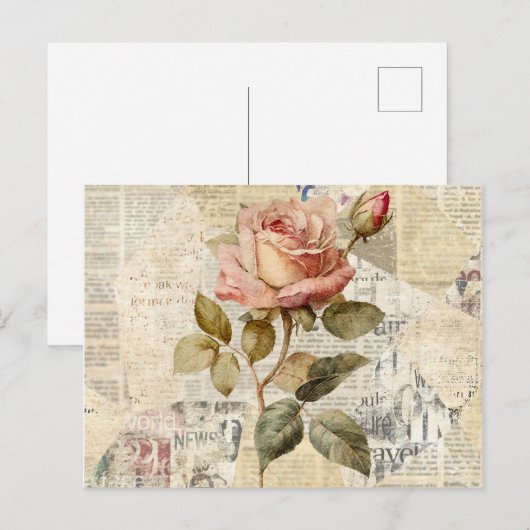 Rozen en Herinneringen Briefkaart Invitation (Voorkant / Achterkant)