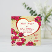 Rozen en het Lijst van het Hart sparen de Vlakke K Save The Date (Staand voorkant)