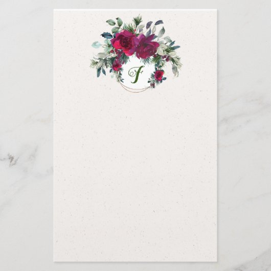 Rozen en Holly Elegant Holiday Stationery Briefpapier (Voorkant)