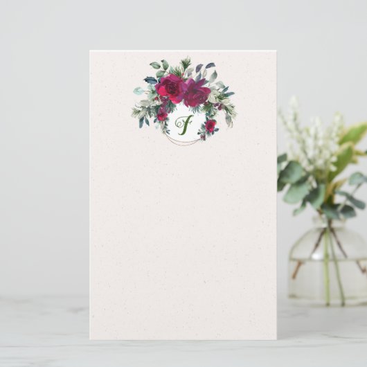 Rozen en Holly Elegant Holiday Stationery Briefpapier (Staand voorkant)
