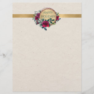 Rozen en Holly Fancy Persoonlijke Letterhead Briefhoofd