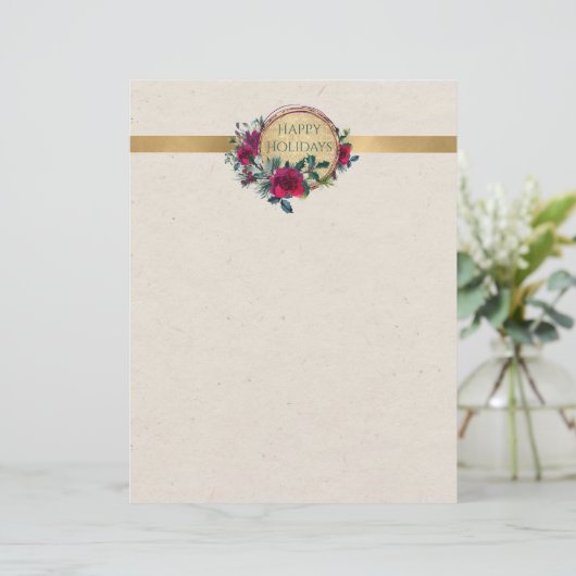 Rozen en Holly Fancy Persoonlijke Letterhead Briefhoofd (Staand voorkant)