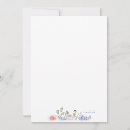 Rozen en hydrangeas Hartelijk dank Bedankkaart (Achterkant)