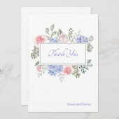 Rozen en hydrangeas Hartelijk dank Bedankkaart (Voorkant / Achterkant)