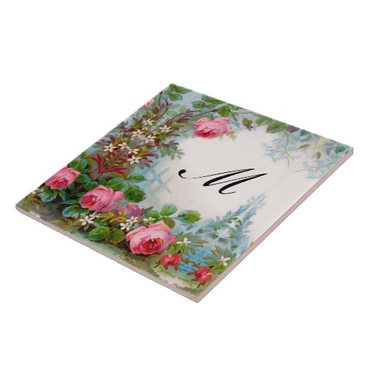 ROZEN EN JASMIJNMONOGRAM TEGELTJE (Zijkant)