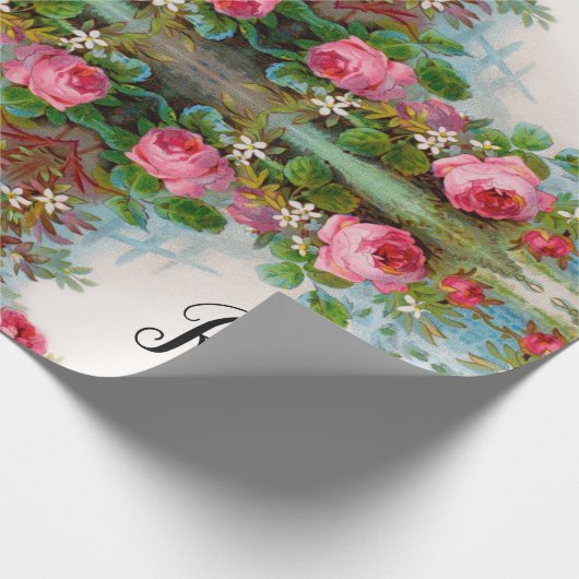 ROZEN EN JASMINE FLORALE MONOGRAM CADEAUPAPIER (Hoek)