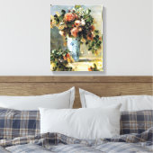 Rozen en Jasmine in een Delft Vase Renoir Fine Art Canvas Afdruk (Insitu (Slaapkamer))