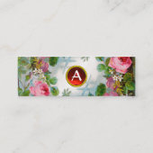 ROZEN EN JASMINEN FLORAL MONOGRAM RED GEM MINI VISITEKAARTJE (Achterkant)