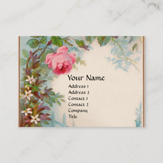 ROZEN en JASMINEN MONOGRAM GEM blue crème Visitekaartje (Voorkant)