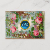 ROZEN en JASMINEN MONOGRAM GEM blue crème Visitekaartje (Achterkant)
