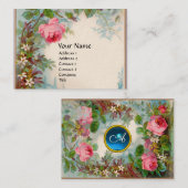 ROZEN en JASMINEN MONOGRAM GEM blue crème Visitekaartje (Voorkant / Achterkant)