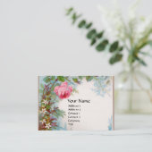 ROZEN en JASMINEN MONOGRAM GEM rood linnen Visitekaartje (Staand voorkant)