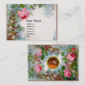 ROZEN EN JASMINEN MONOGRAM ORANJE GEM Pearl Visitekaartje (Voorkant / Achterkant)