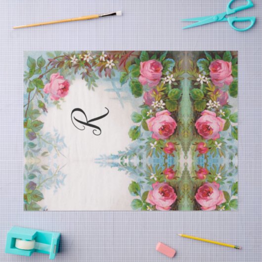 ROZEN EN JASMINEN - MONOGRAM - WEEFSELPAPIER TISSUEPAPIER (Craft)