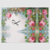 ROZEN EN JASMINEN - MONOGRAM - WEEFSELPAPIER TISSUEPAPIER (Voorkant)