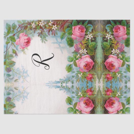 ROZEN EN JASMINEN - MONOGRAM - WEEFSELPAPIER TISSUEPAPIER (Voorkant)