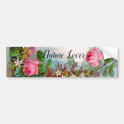 ROZEN EN JASMINEN, VLOEISTBARE NATUUR LOVER BUM BUMPERSTICKER (Voorkant)