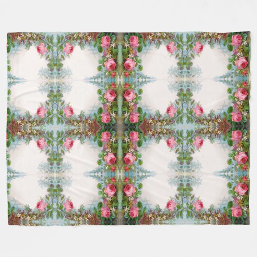ROZEN EN JASMINEN  VLOERINGEN FLEECE DEKEN (Voorkant (Horizontaal))