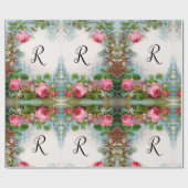 ROZEN EN JASMINES FLORALE MONOGRAAM CADEAUPAPIER (Vlak)