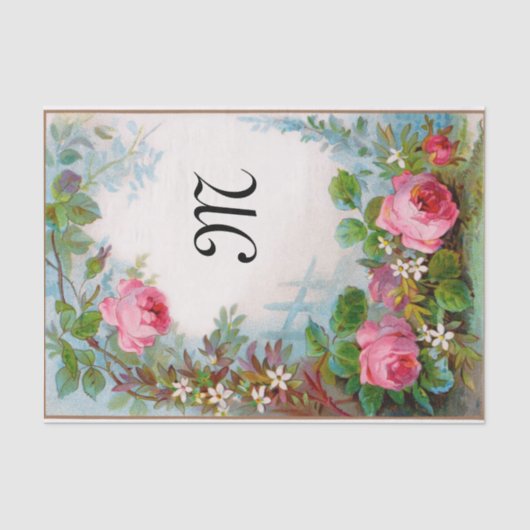ROZEN EN JASMINES FLORALE MONOGRAM TISSUEPAPIER (Voorkant)