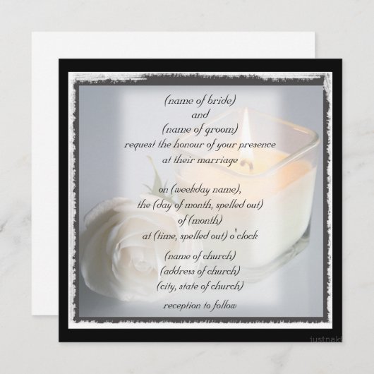 Rozen en kaarsenuitnodiging kaart (Voorkant / Achterkant)