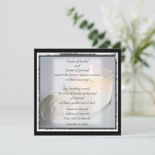 Rozen en kaarsenuitnodiging kaart (Staand voorkant)