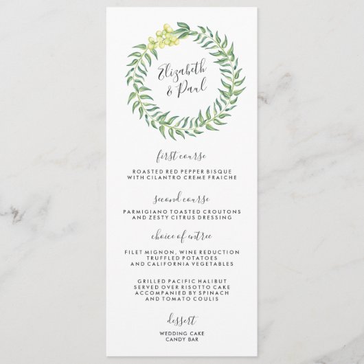 Rozen en Kaart van het Olijfwentelmenu (Voorkant)