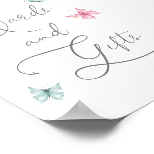 Rozen en Kaarten van Butterflies Poster (Hoek)