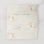 Rozen en kant bloemenbruiloft plaatskaartje (Buitenkant ongevouwen)
