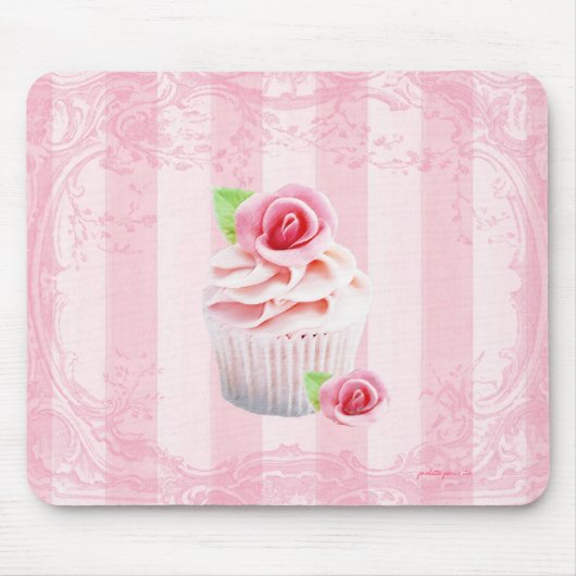 Rozen en koekjes Roze Bevroren Mousepad Muismat (Voorkant)