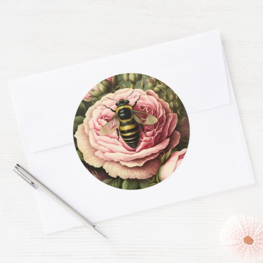  Rozen en koningin Ronde Sticker (Envelop)