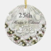 Rozen en laces 25th Wedding Jubileum ornament (Voorkant)