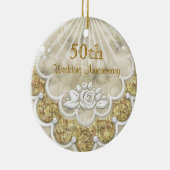 Rozen en laces 50th Wedding Jubileum-versiering Keramisch Ornament (Rechts)