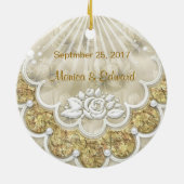 Rozen en laces 50th Wedding Jubileum-versiering Keramisch Ornament (Achterkant)