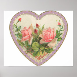 Rozen en lavender Valentijn hart Poster