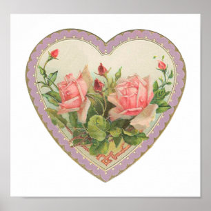 Rozen en lavender  Valentijn hart Poster