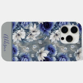  Rozen en lelies | Blauw en wit Case-Mate iPhone Case (Achterkant (horizontaal))