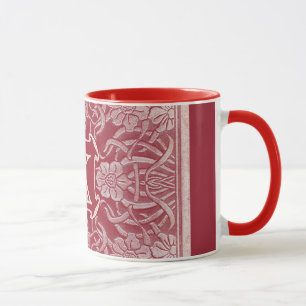 Rozen en lelies in rood monogram Mok