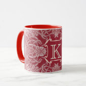 Rozen en lelies in rood monogram Mok (Voorkant links)