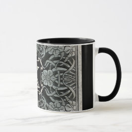 Rozen en lelies in zwart monogram Mok