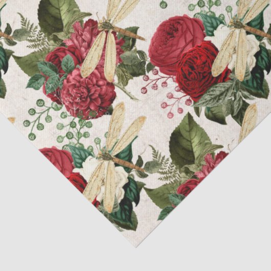 Rozen en libellen (Design 11) Tissuepapier (Detail)