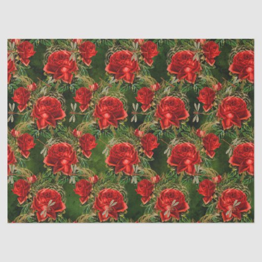 Rozen en libellen (Design 12) Tissuepapier (Voorkant)